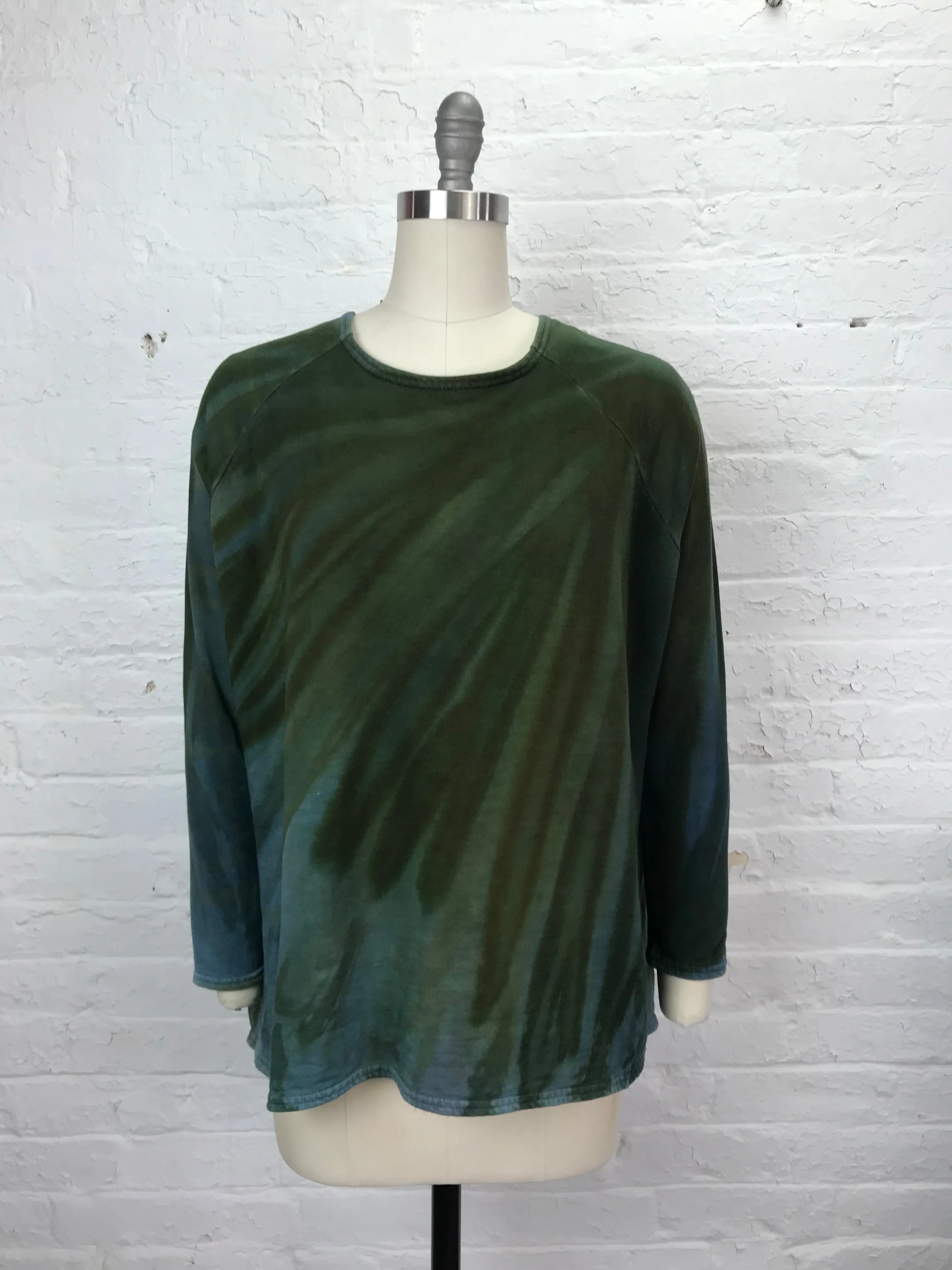 Fleece Long Sleeve Raglan Tunic in Green Groove - One Size