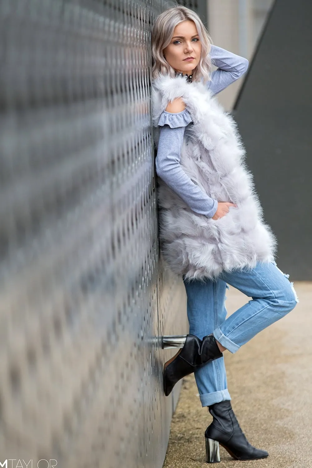 Fluffy Faux Fur Panel Gilet