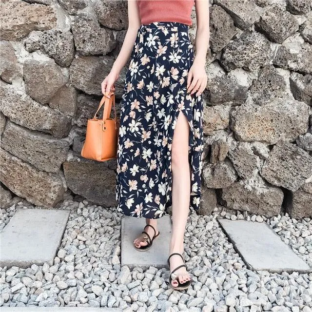 Free size Chiffon skirt long summer super fire flower wrap female skirt