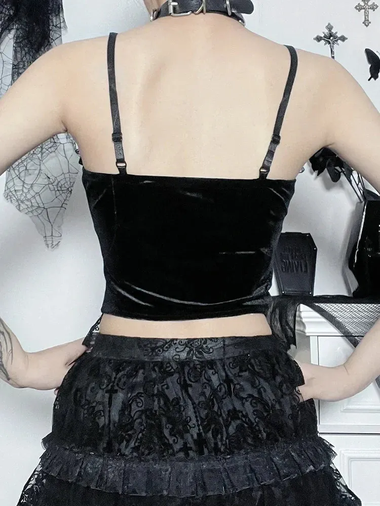 Gothic Harajuku Camisole Lace Crop Web Spider Top