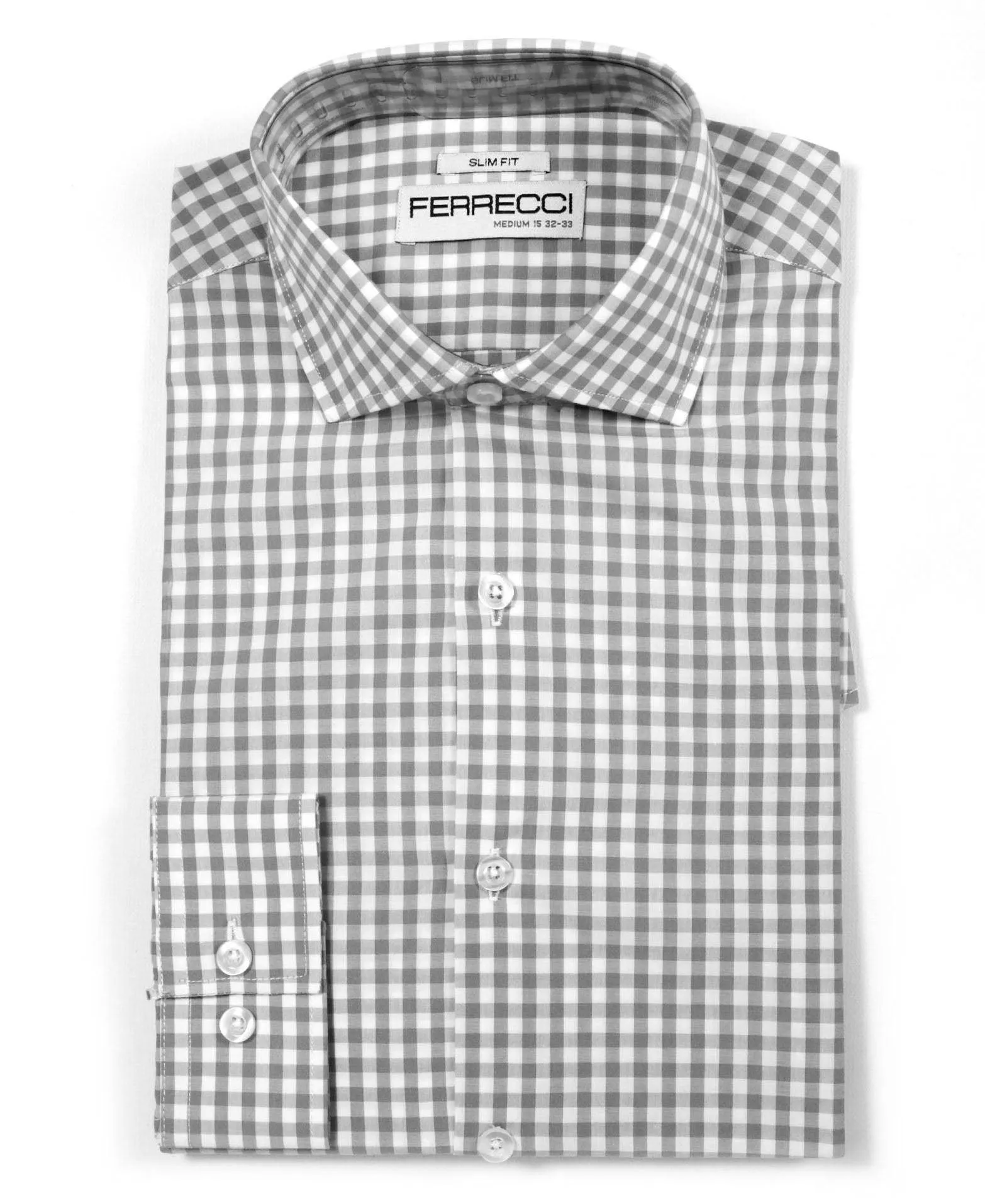 Grey Gingham Check Slim Fit Shirt