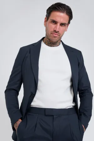 Harry Slim Fit Paper Touch Cotton Single Breasted Suit Blazer in Navy