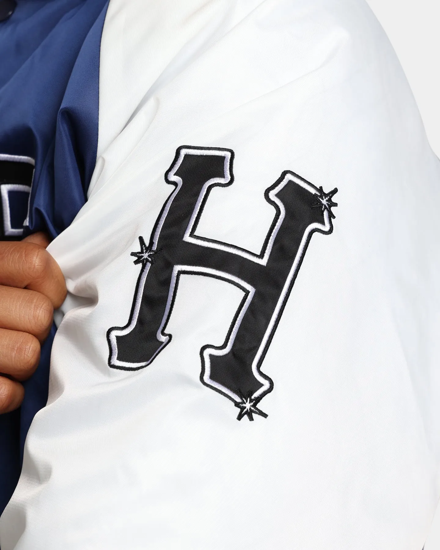 HUF Satin Baseball Jacket Navy