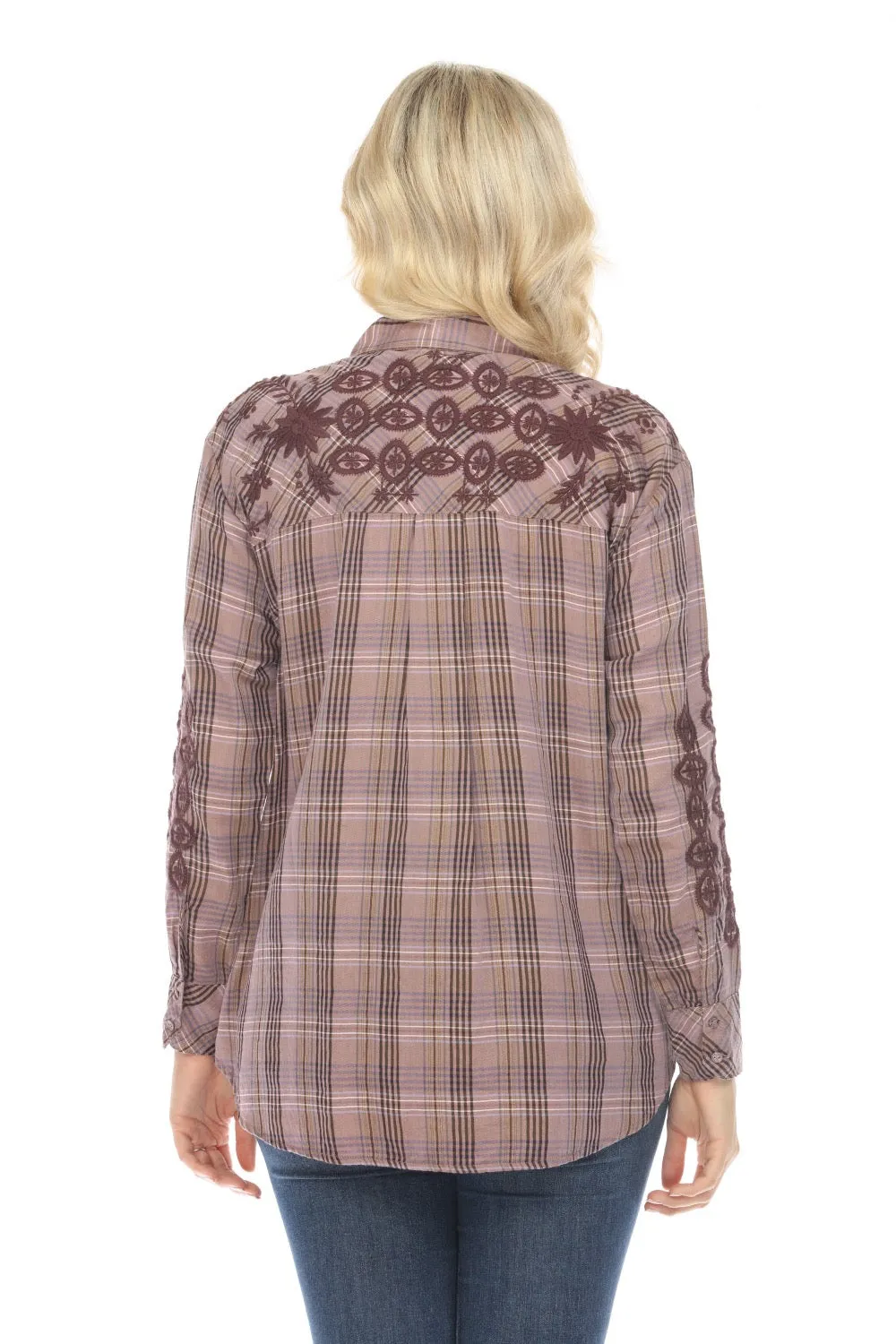 Johnny Was Workshop Plaid Chloe Oversized Shirt Tunic W27523 Boho Chic