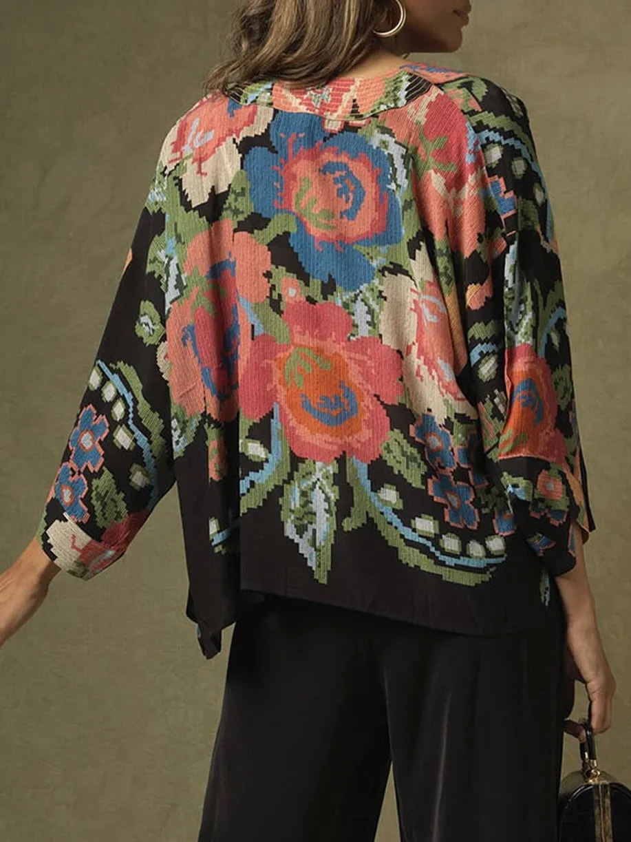 Kimono Jacket - Woven Flower