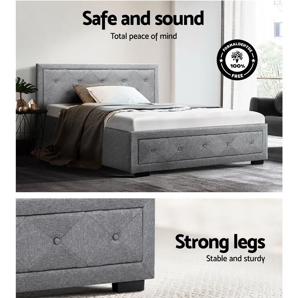 King Single Package | Bronte Storage Bed Frame Grey & Bonita Euro Top Mattress (Medium Firm)