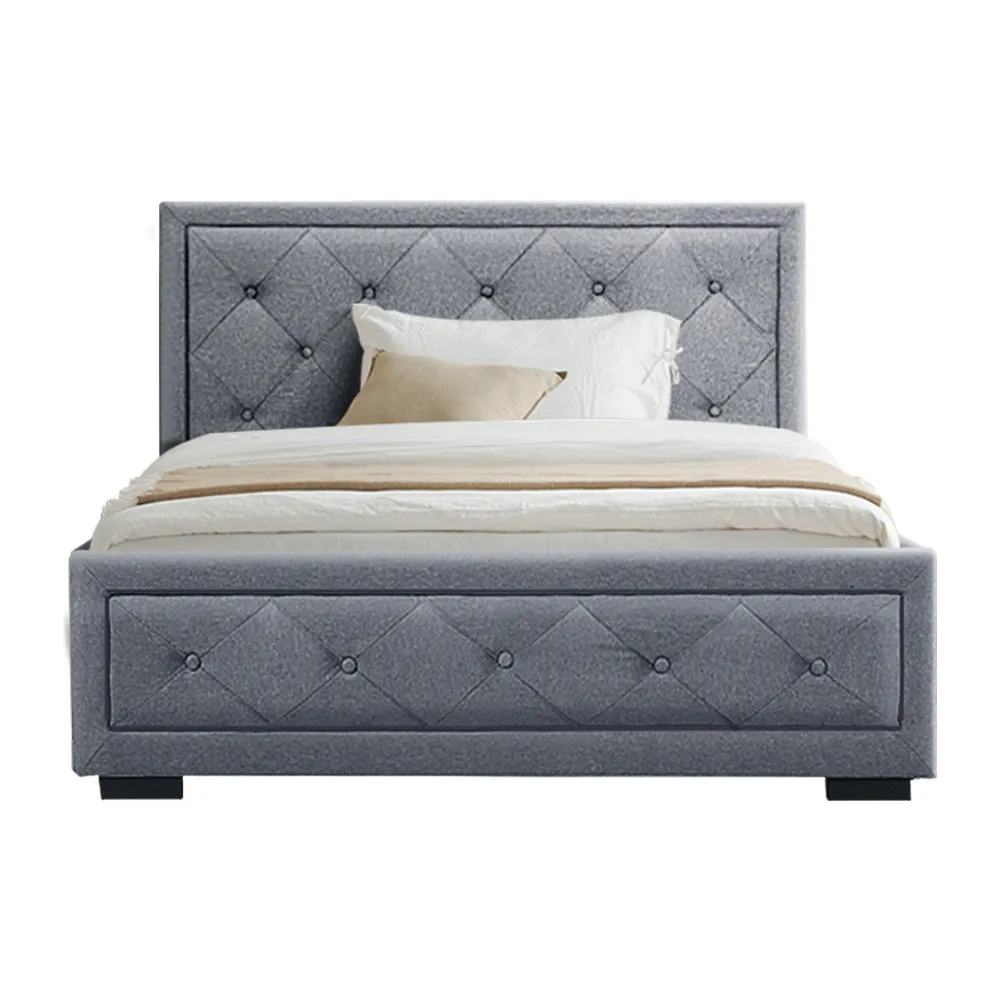 King Single Package | Bronte Storage Bed Frame Grey & Bonita Euro Top Mattress (Medium Firm)