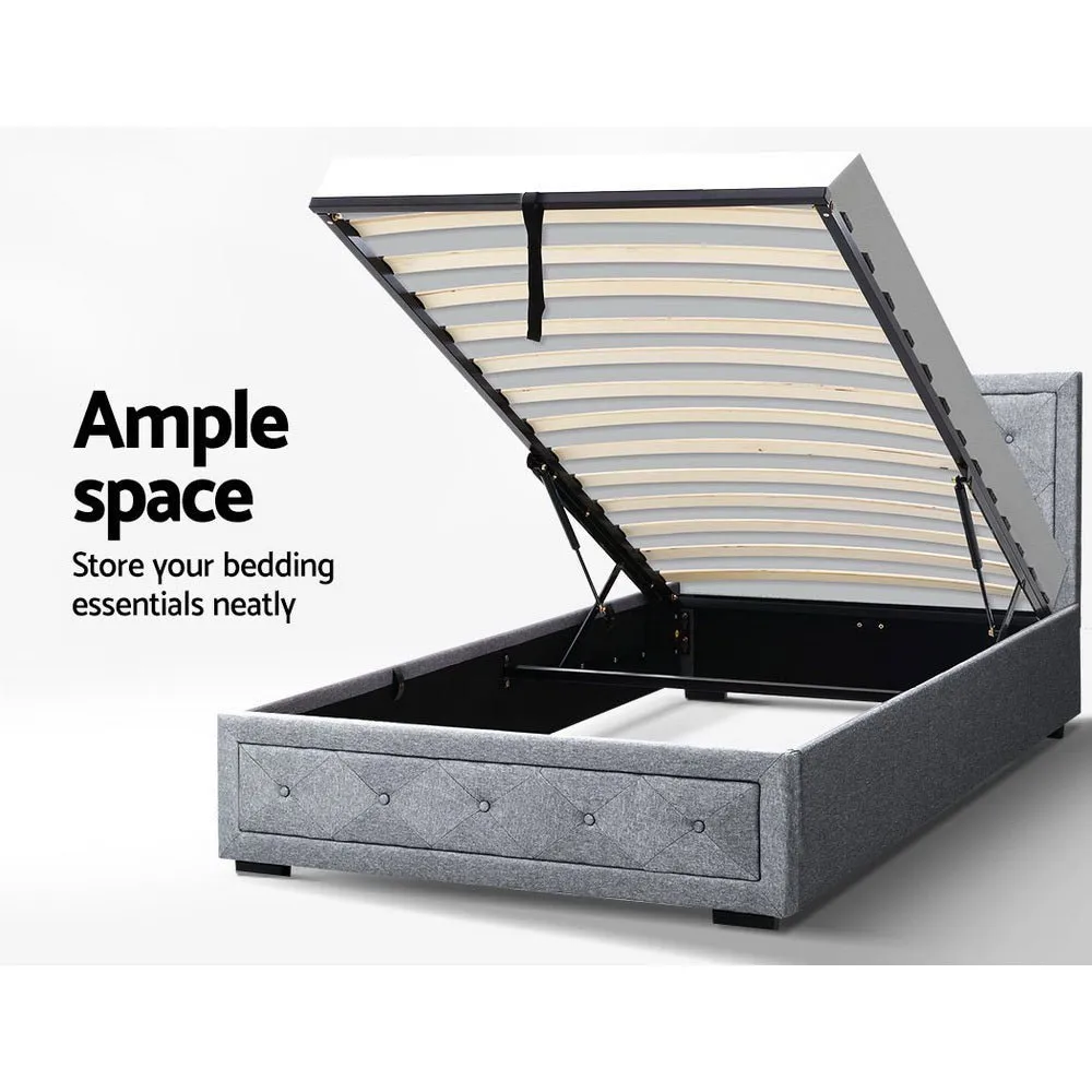 King Single Package | Bronte Storage Bed Frame Grey & Bonita Euro Top Mattress (Medium Firm)