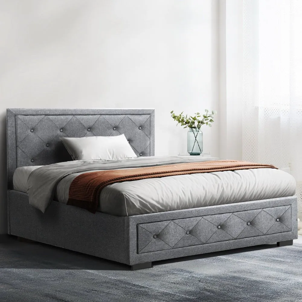 King Single Package | Bronte Storage Bed Frame Grey & Bonita Euro Top Mattress (Medium Firm)