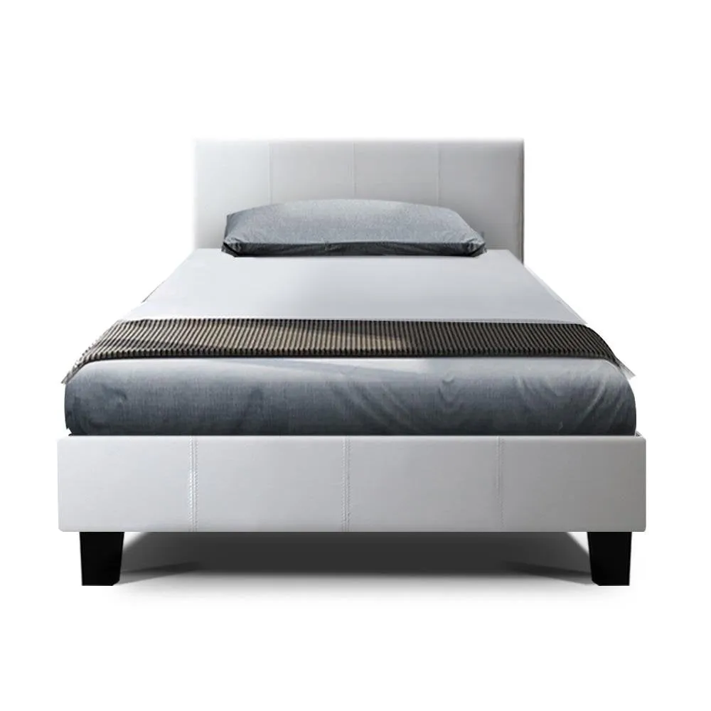 King Single Package | Coogee Bed White & Bonita Euro Top Mattress (Medium Firm)