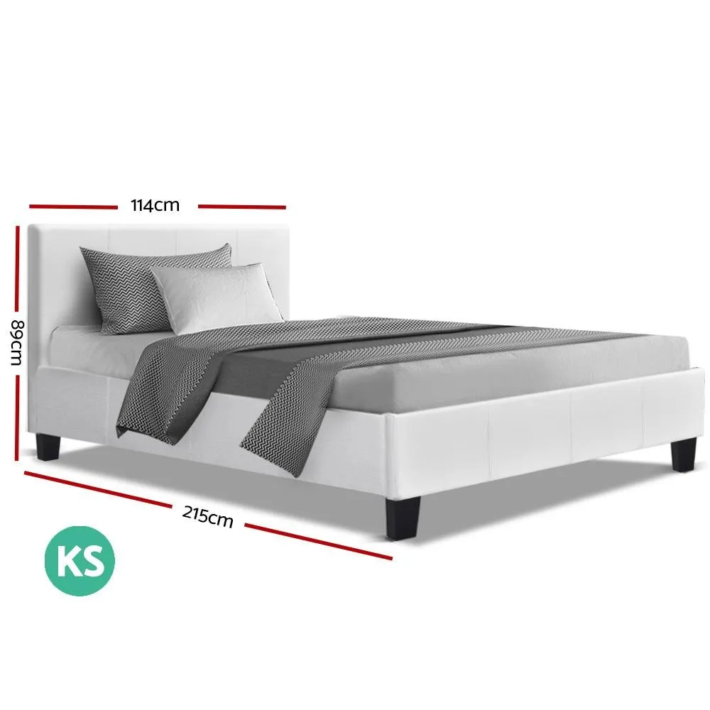 King Single Package | Coogee Bed White & Bonita Euro Top Mattress (Medium Firm)