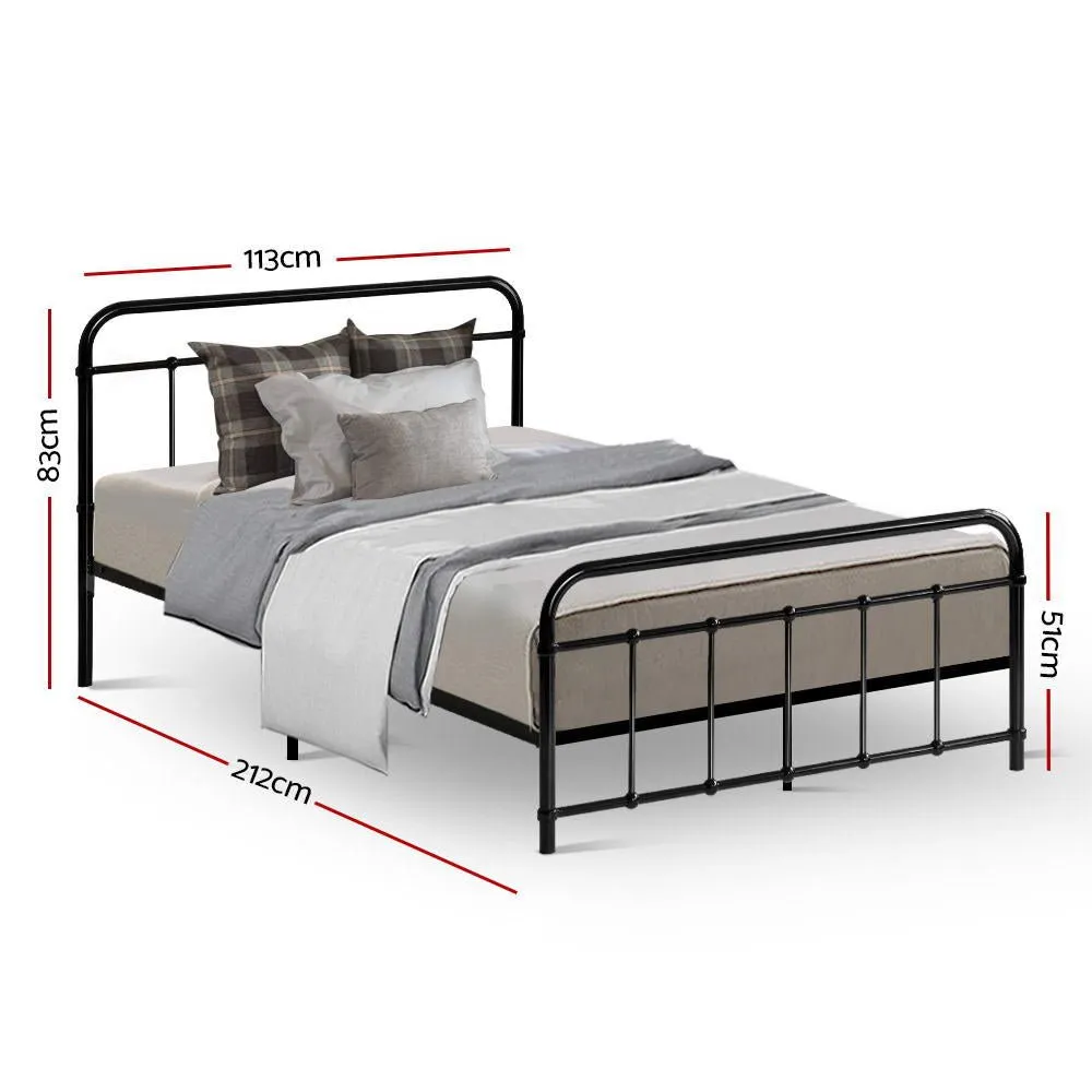 King Single Package | Leo Metal Bed Frame Black & Bonita Euro Top Mattress (Medium Firm)