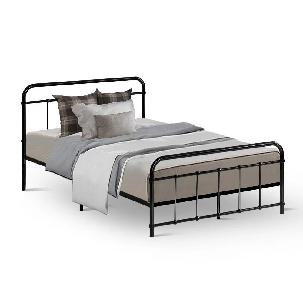 King Single Package | Leo Metal Bed Frame Black & Bonita Euro Top Mattress (Medium Firm)