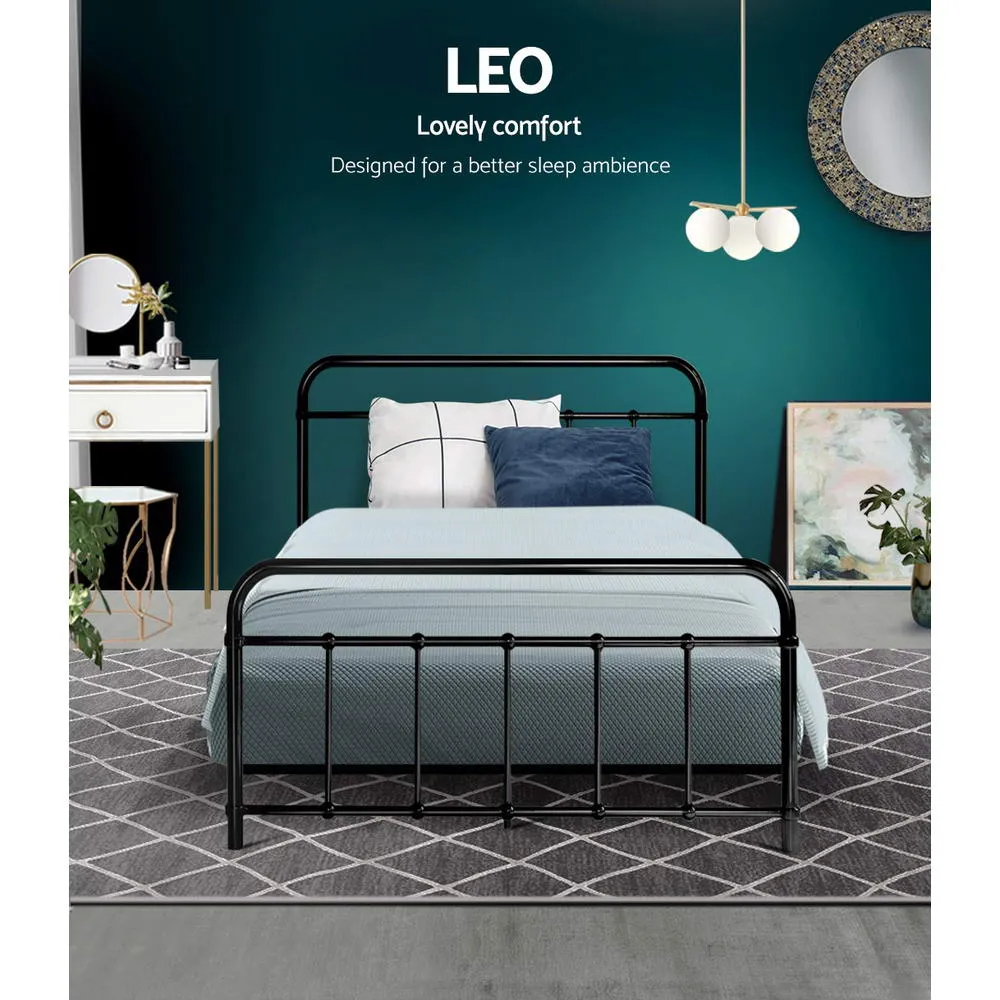 King Single Package | Leo Metal Bed Frame Black & Bonita Euro Top Mattress (Medium Firm)