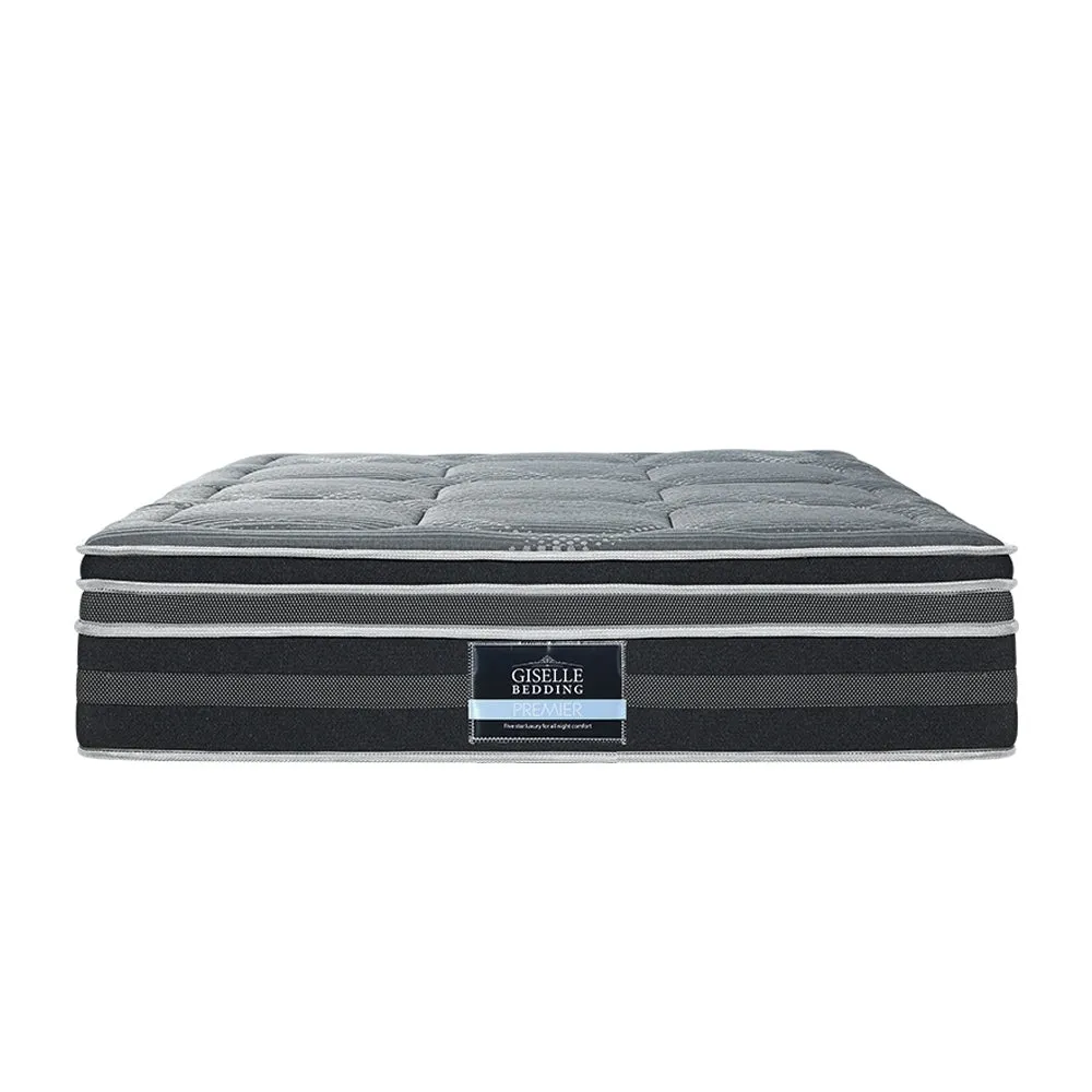 King Ultra Package | Henley LED Bed Black, 2 x LED Bedside Tables, Platinum Series Dual Euro Top Mattress, Pillowtop Mattress Topper & 4 x Pillows