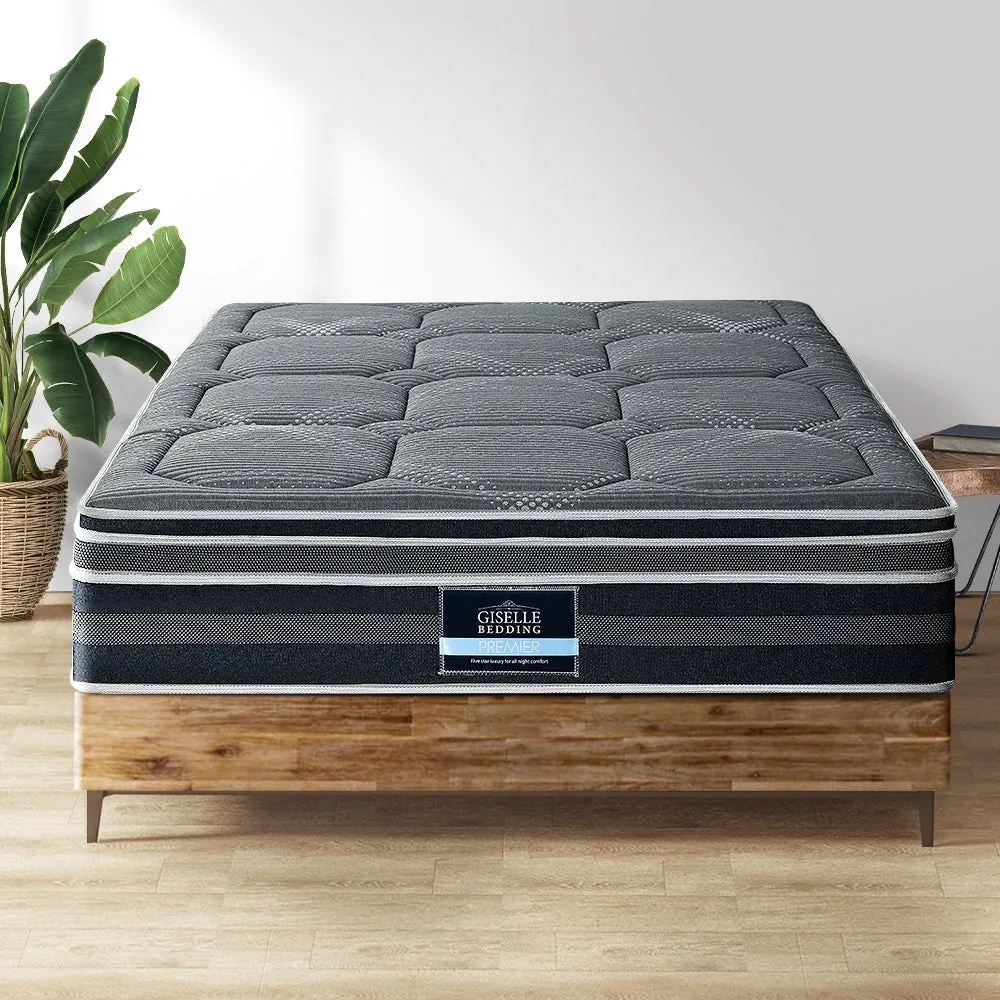 King Ultra Package | Henley LED Bed Black, 2 x LED Bedside Tables, Platinum Series Dual Euro Top Mattress, Pillowtop Mattress Topper & 4 x Pillows