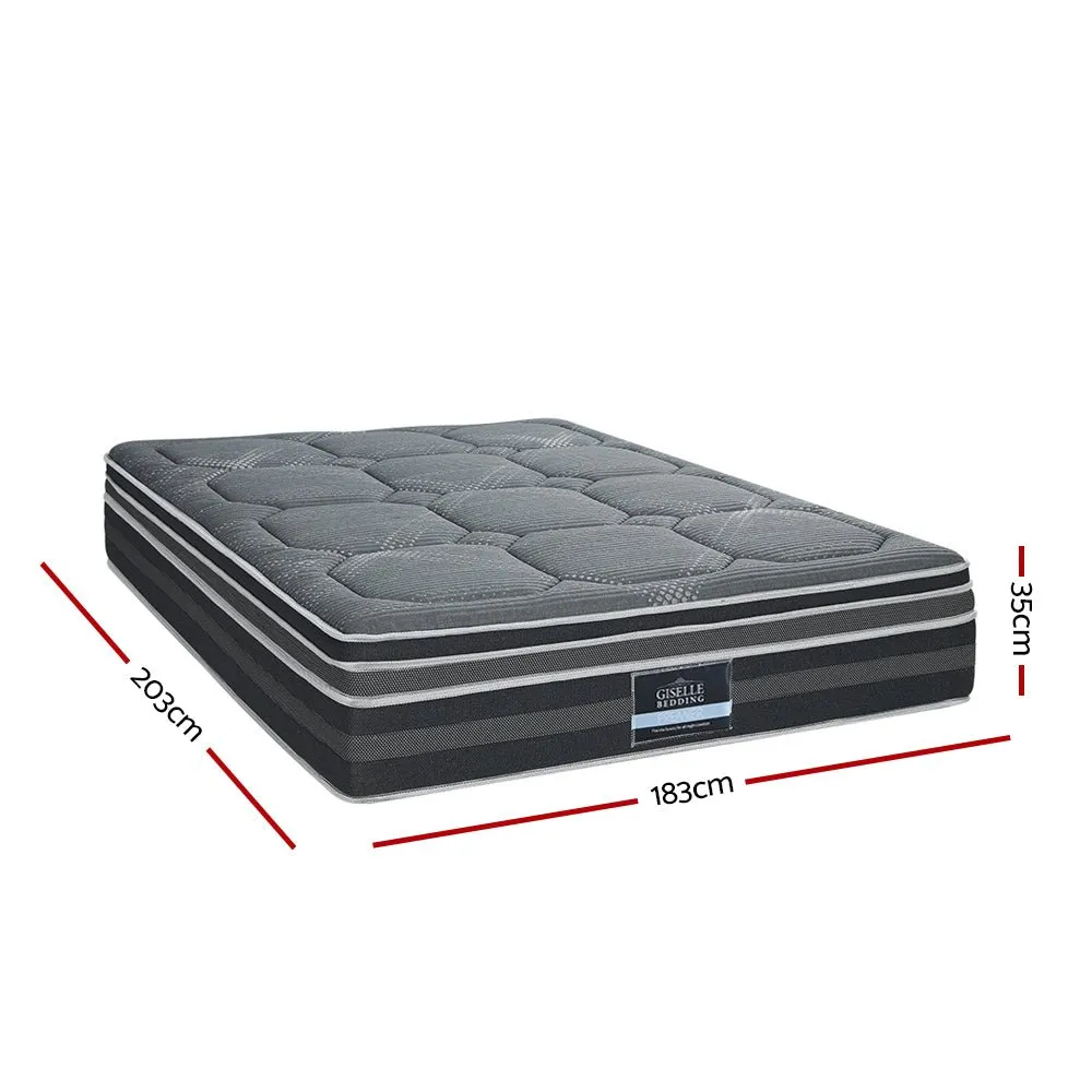 King Ultra Package | Henley LED Bed Black, 2 x LED Bedside Tables, Platinum Series Dual Euro Top Mattress, Pillowtop Mattress Topper & 4 x Pillows