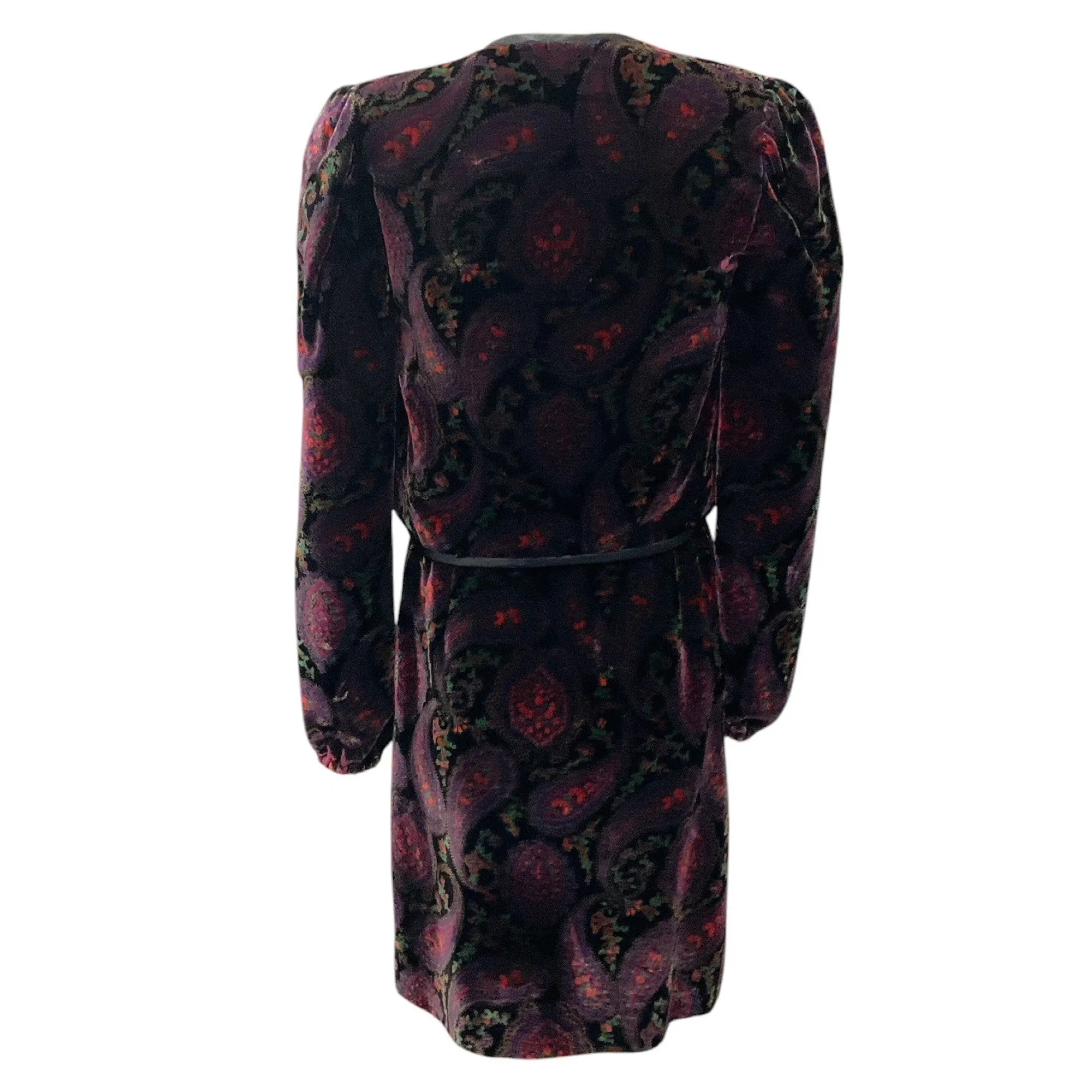 Lanvin Black / Purple Multi Vintage Paisley Velvet Skirt Set