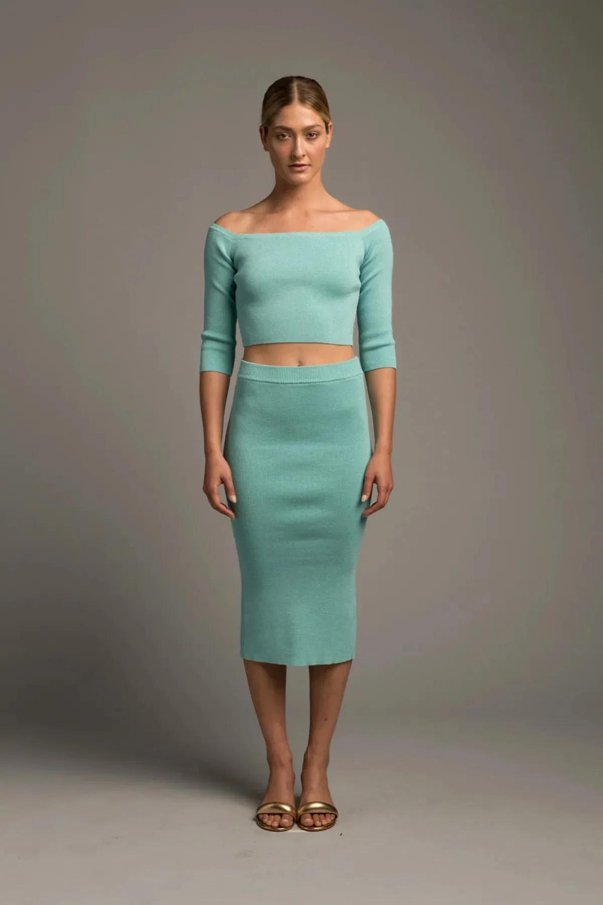 Le Superbe Knit Pick Skirt - Aqua Shine