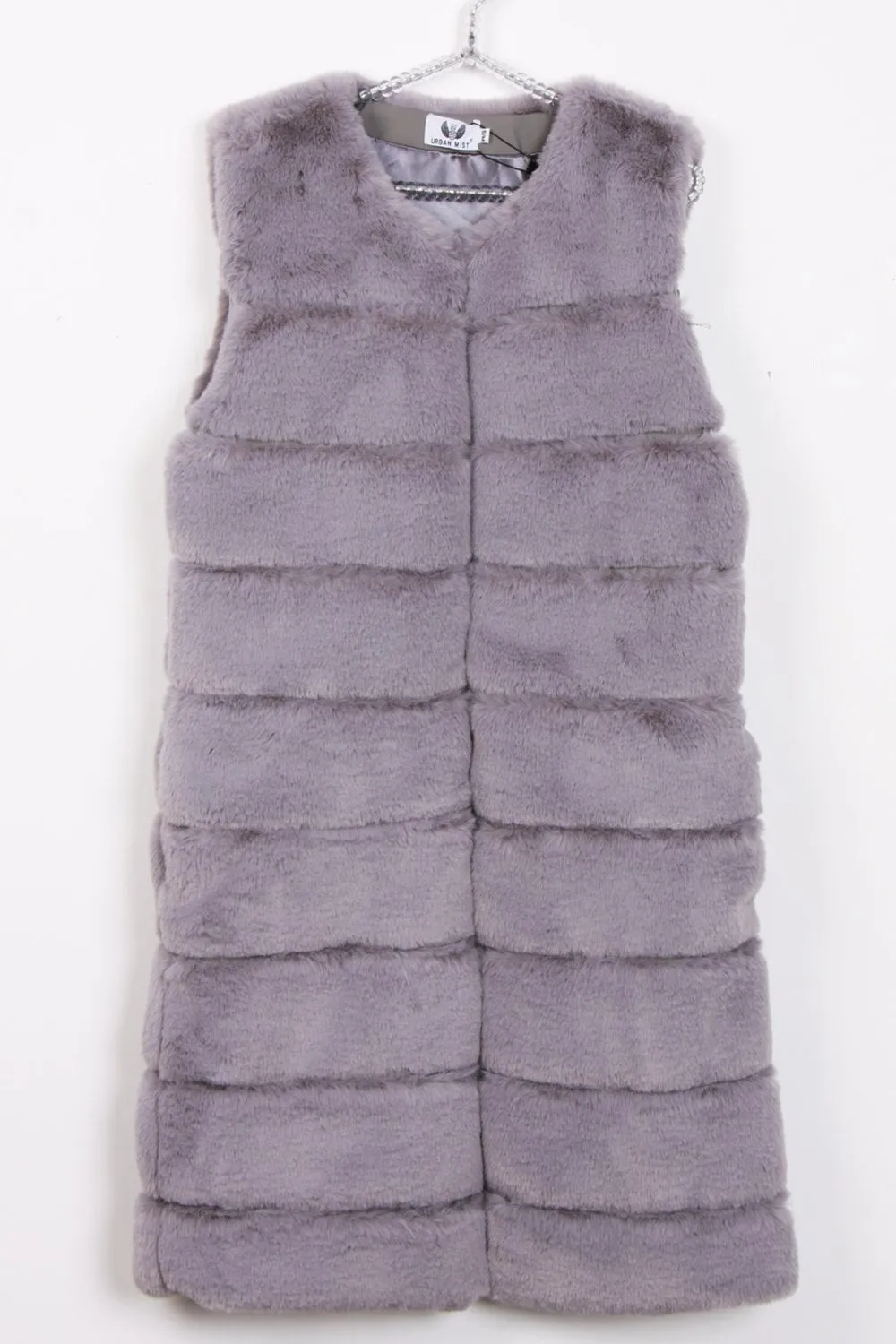 Longline Ultra Soft Faux Fur Leather Panelled Gilet