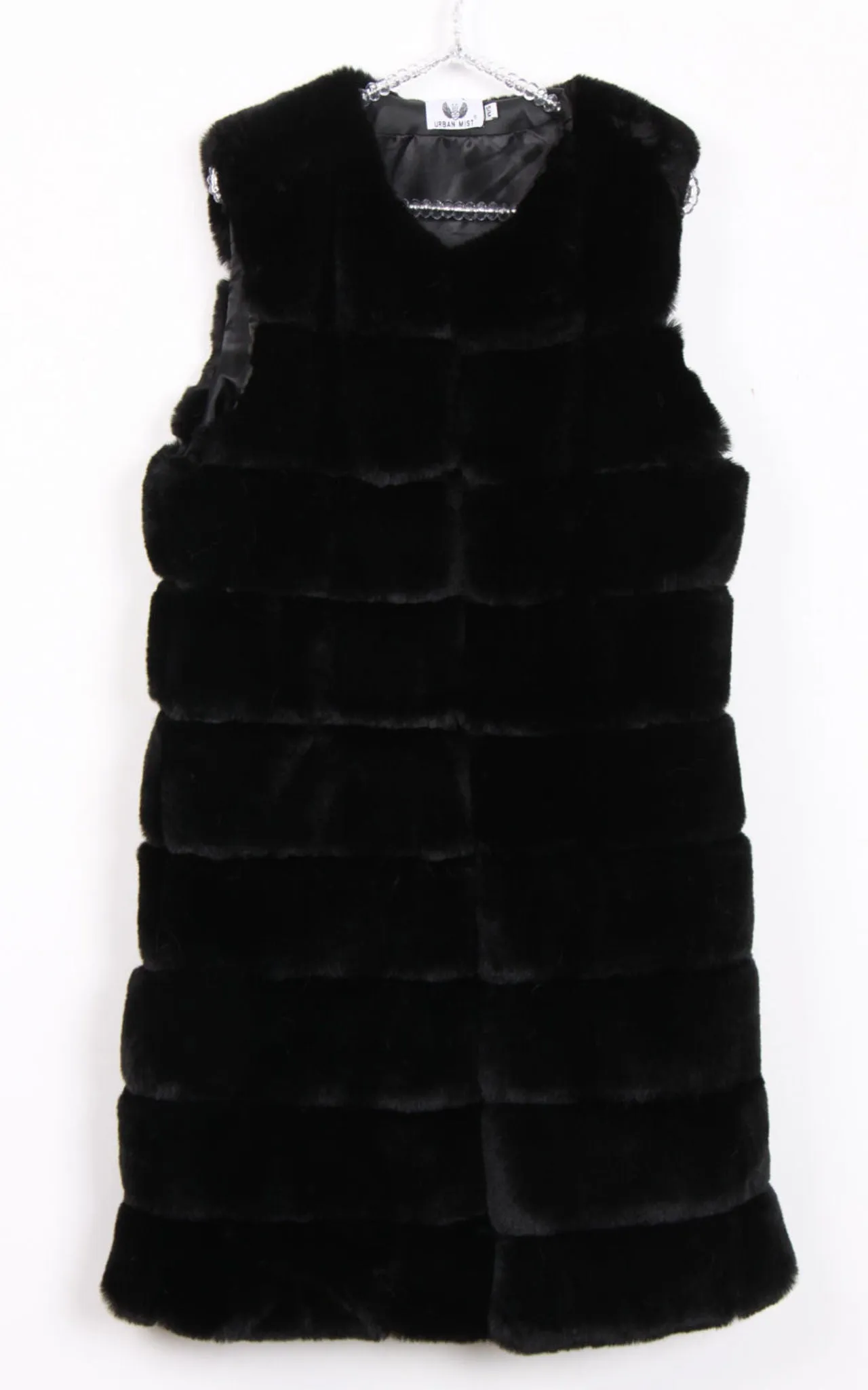 Longline Ultra Soft Faux Fur Leather Panelled Gilet