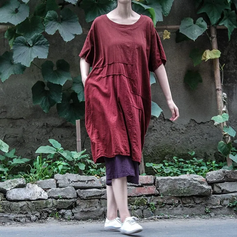 Loose Cotton Linen Tunic Dress | Lotus