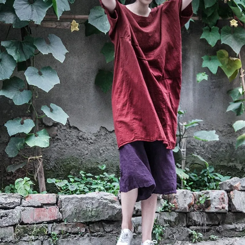 Loose Cotton Linen Tunic Dress | Lotus