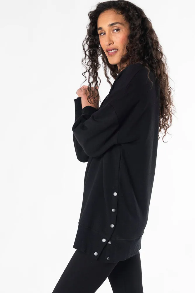 Lynn Side-Snap Bamboo Tunic - Black