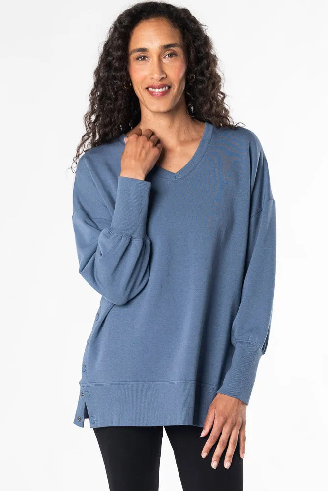 Lynn Side-Snap Bamboo Tunic - Slate Blue