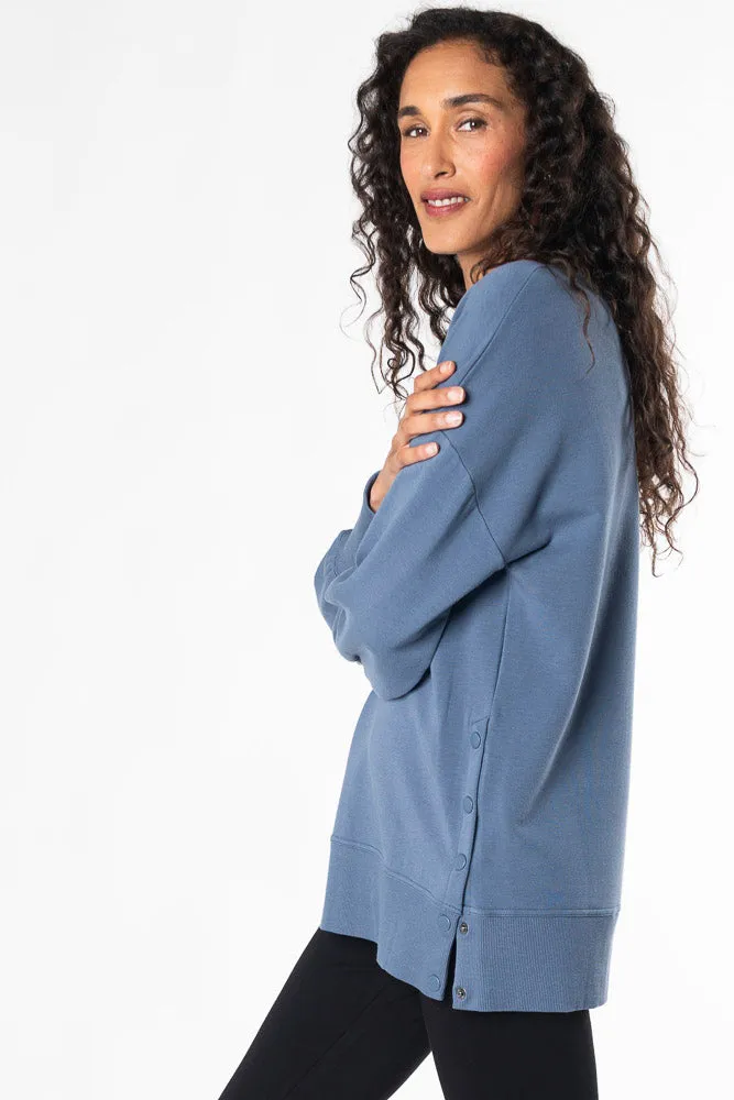 Lynn Side-Snap Bamboo Tunic - Slate Blue