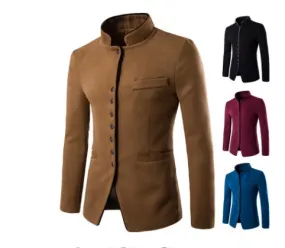 Men Jacket - Wool Single - Breasted Collar