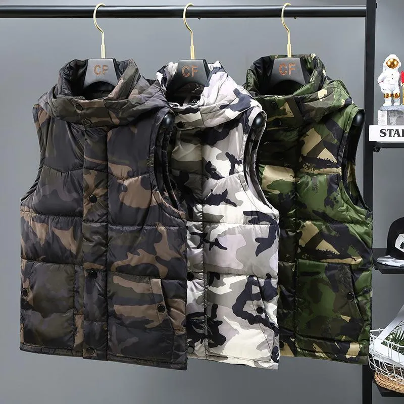 Men's Hooded Camouflage Cotton Vest 12885125L