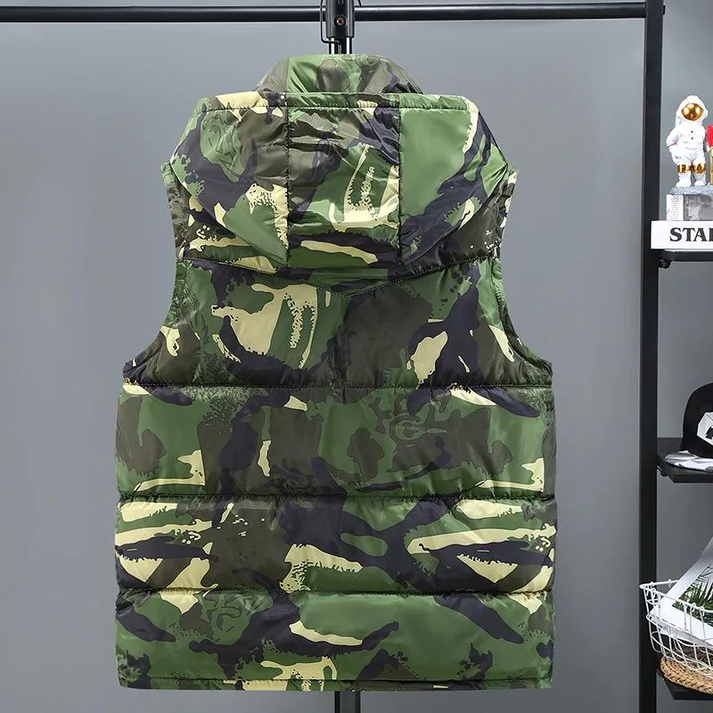 Men's Hooded Camouflage Cotton Vest 12885125L