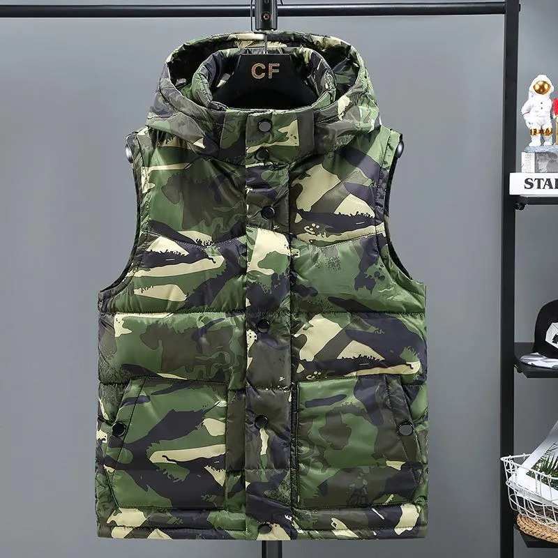 Men's Hooded Camouflage Cotton Vest 12885125L