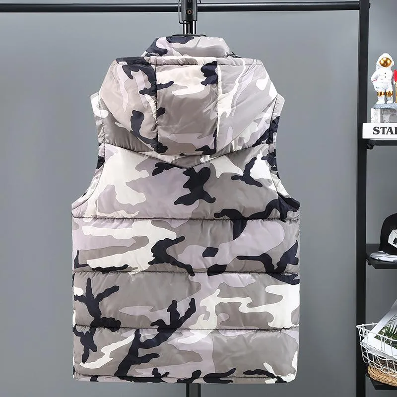 Men's Hooded Camouflage Cotton Vest 12885125L