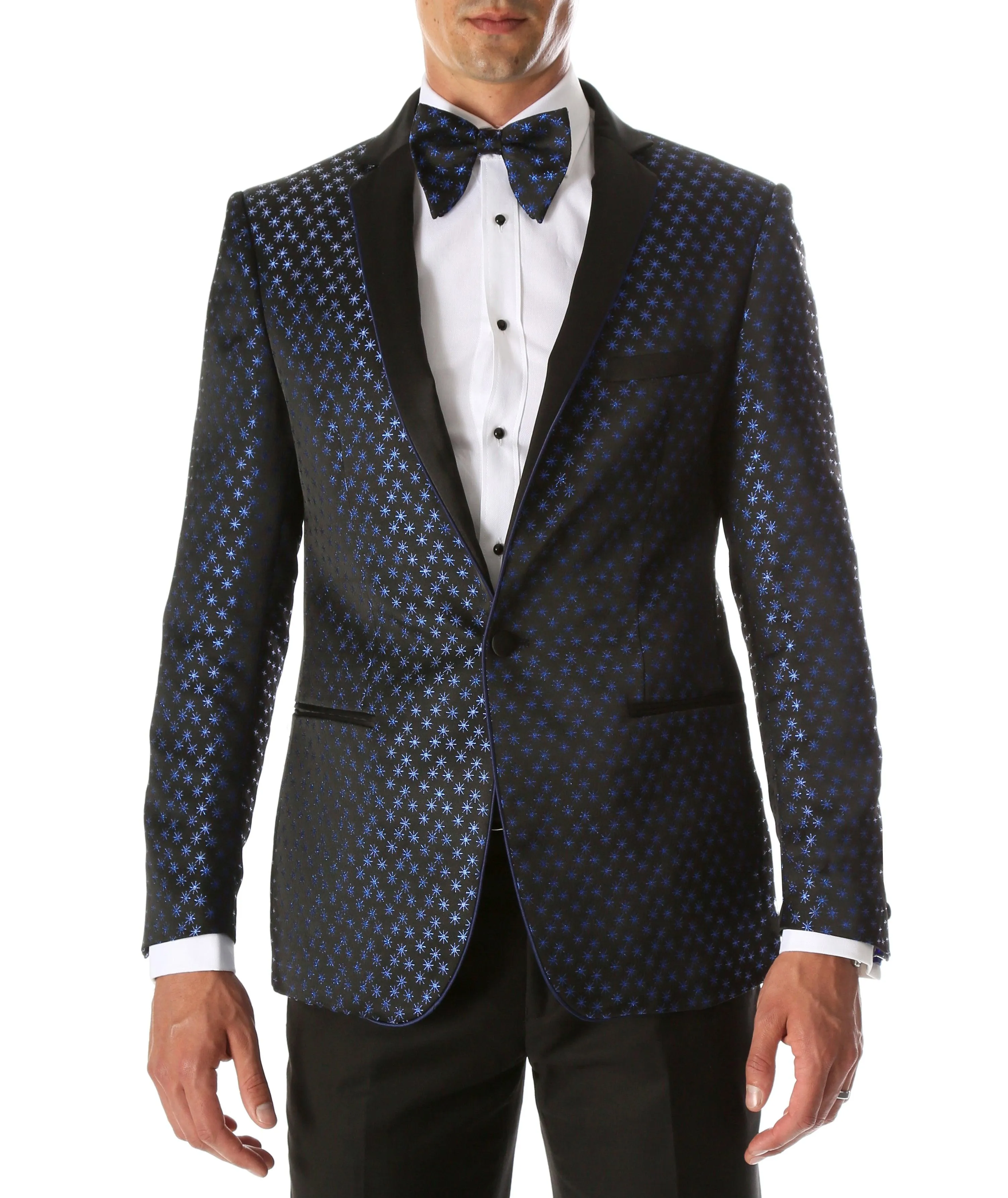 Men's Pronto Blue Star Modern Fit Notch Lapel Tuxedo Blazer