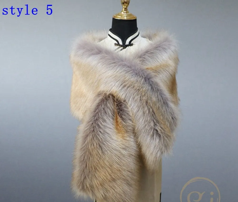 Multiple Colors Faux Fur Wrap Stole Jacket Formal Party Shrug