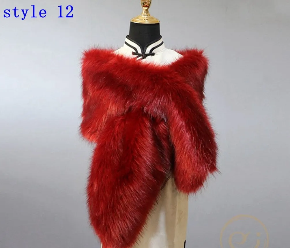 Multiple Colors Faux Fur Wrap Stole Jacket Formal Party Shrug