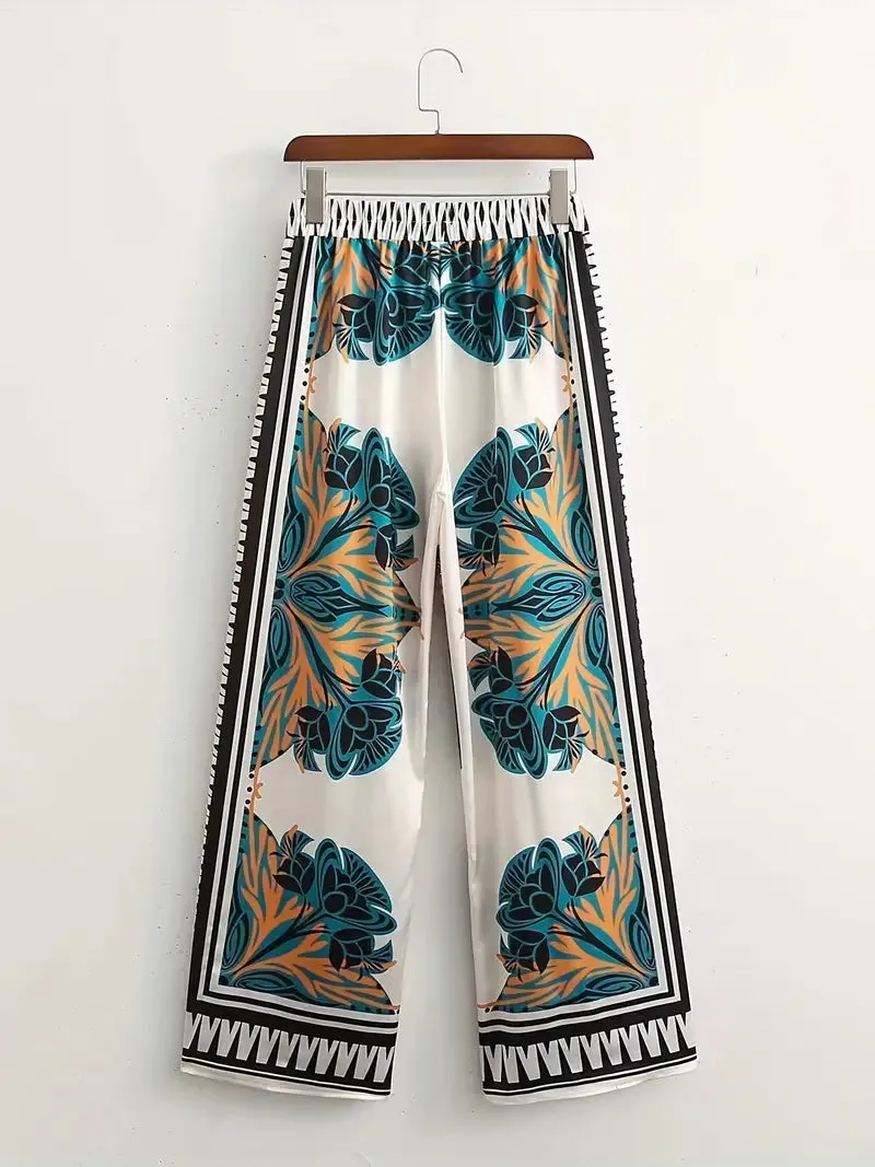 Native American Print 2 Piece Tunic Top & Pant Set