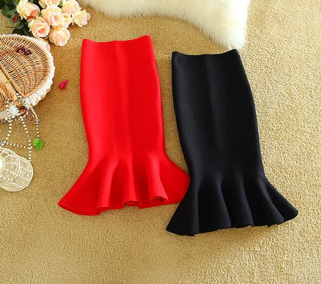 New Arrival Korean Style Women Fashion Skirts Wrap Hip Young Lady Fishtail Skirts Sexy Woman Slim Knitted Skirt