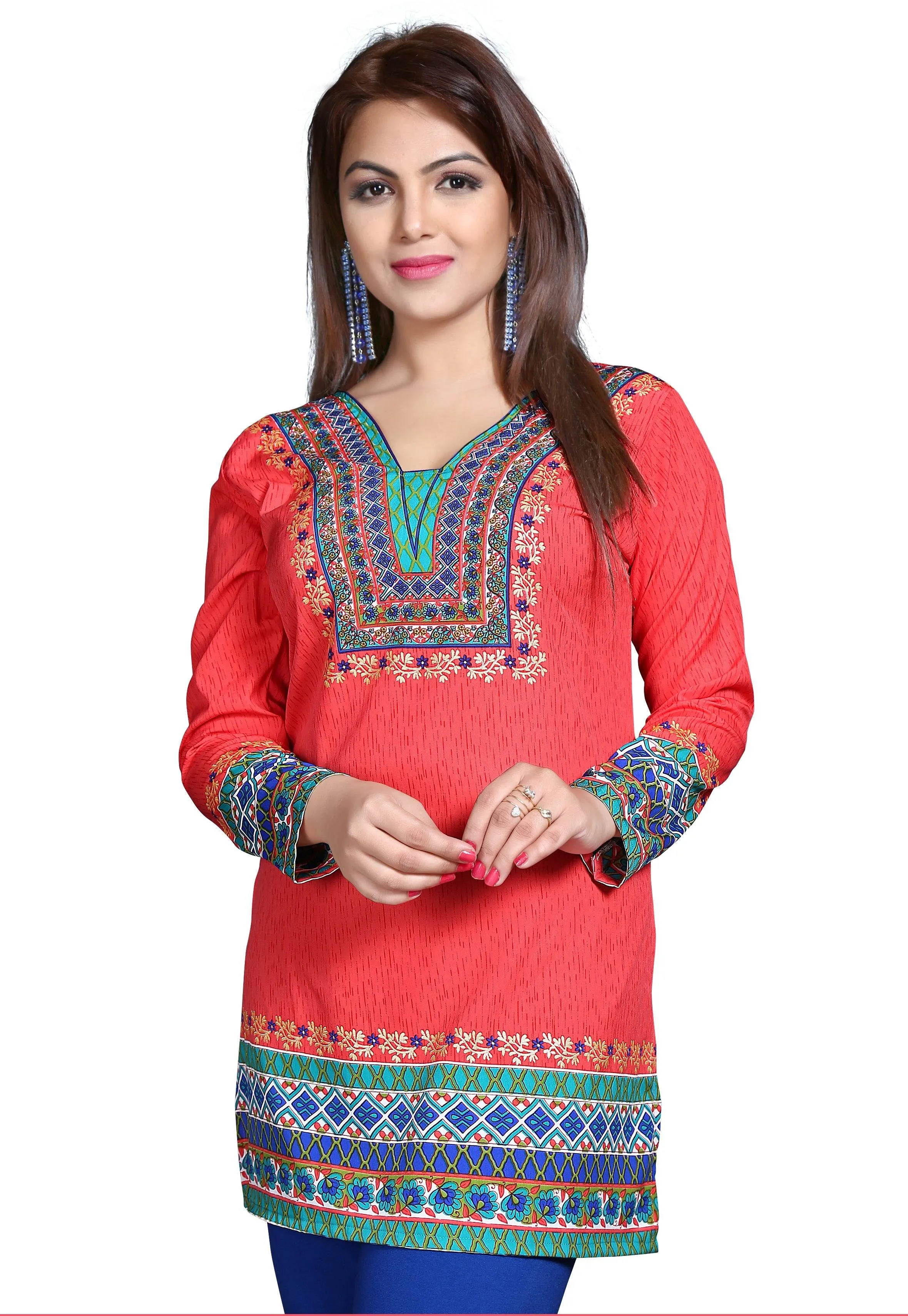 Orange Printed Kurti