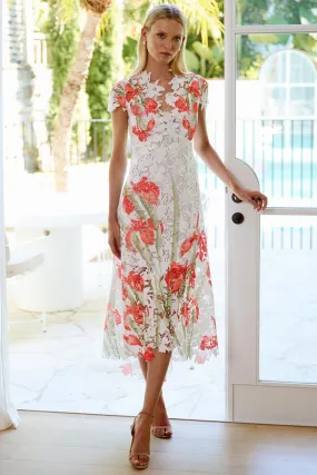 Orchid Cap Sleeve Floral Lace Dress