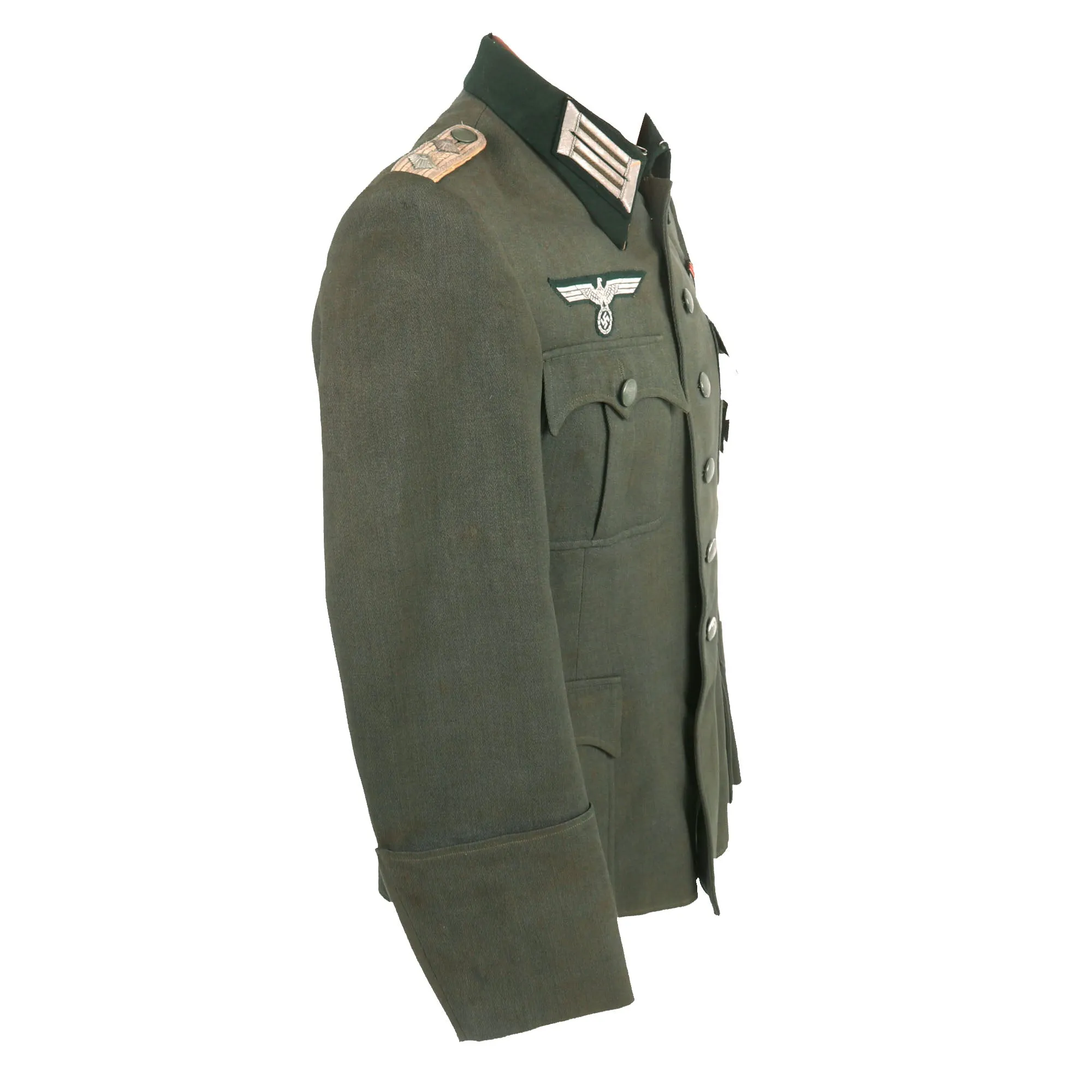 Original German WWII Named Heer Infantry Hauptmann's M36 Field Uniform Tunic & Trousers with EKI, Wound Badge & Ribbon Bar - dated 1941