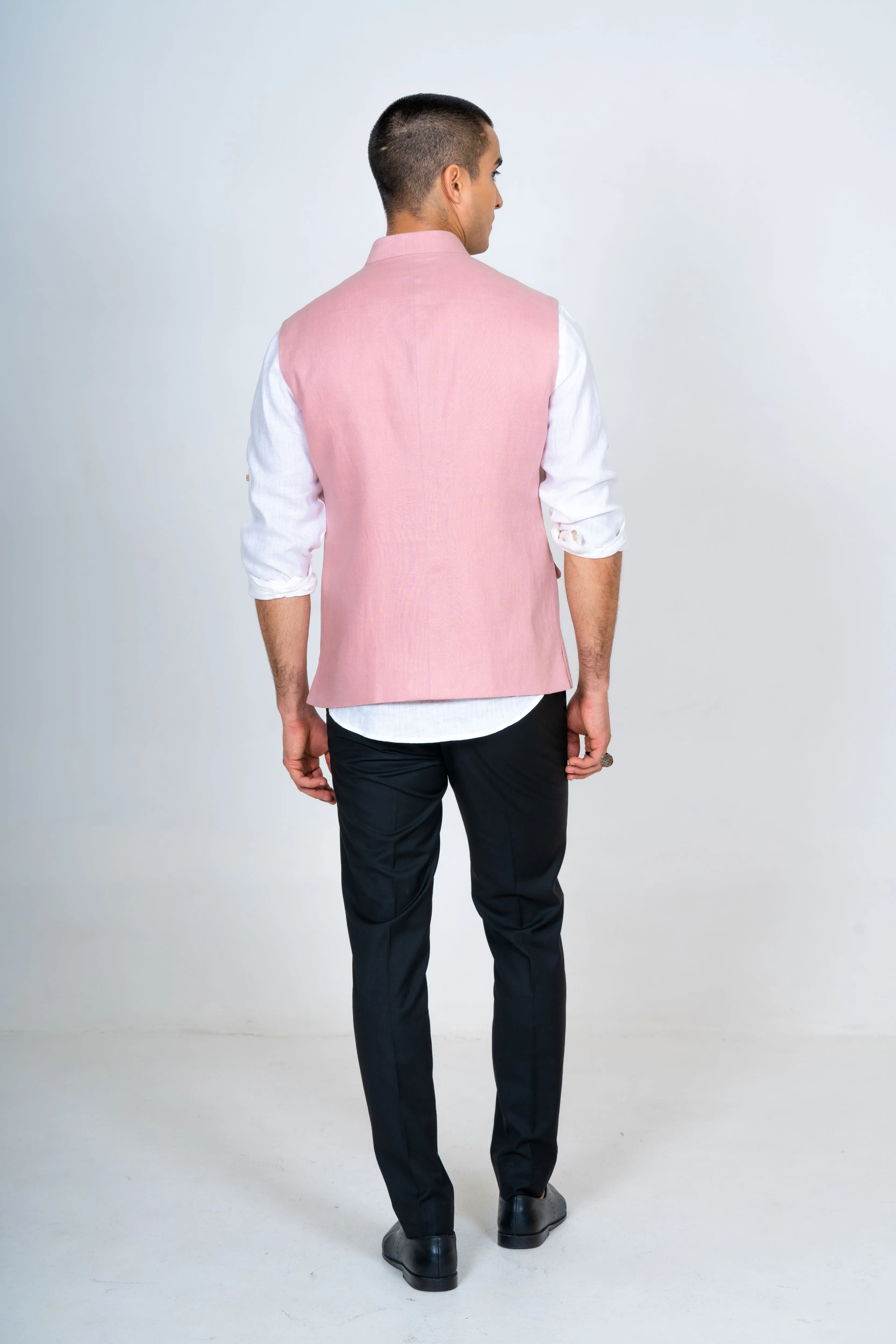 Pink Linen Nehru Jacket