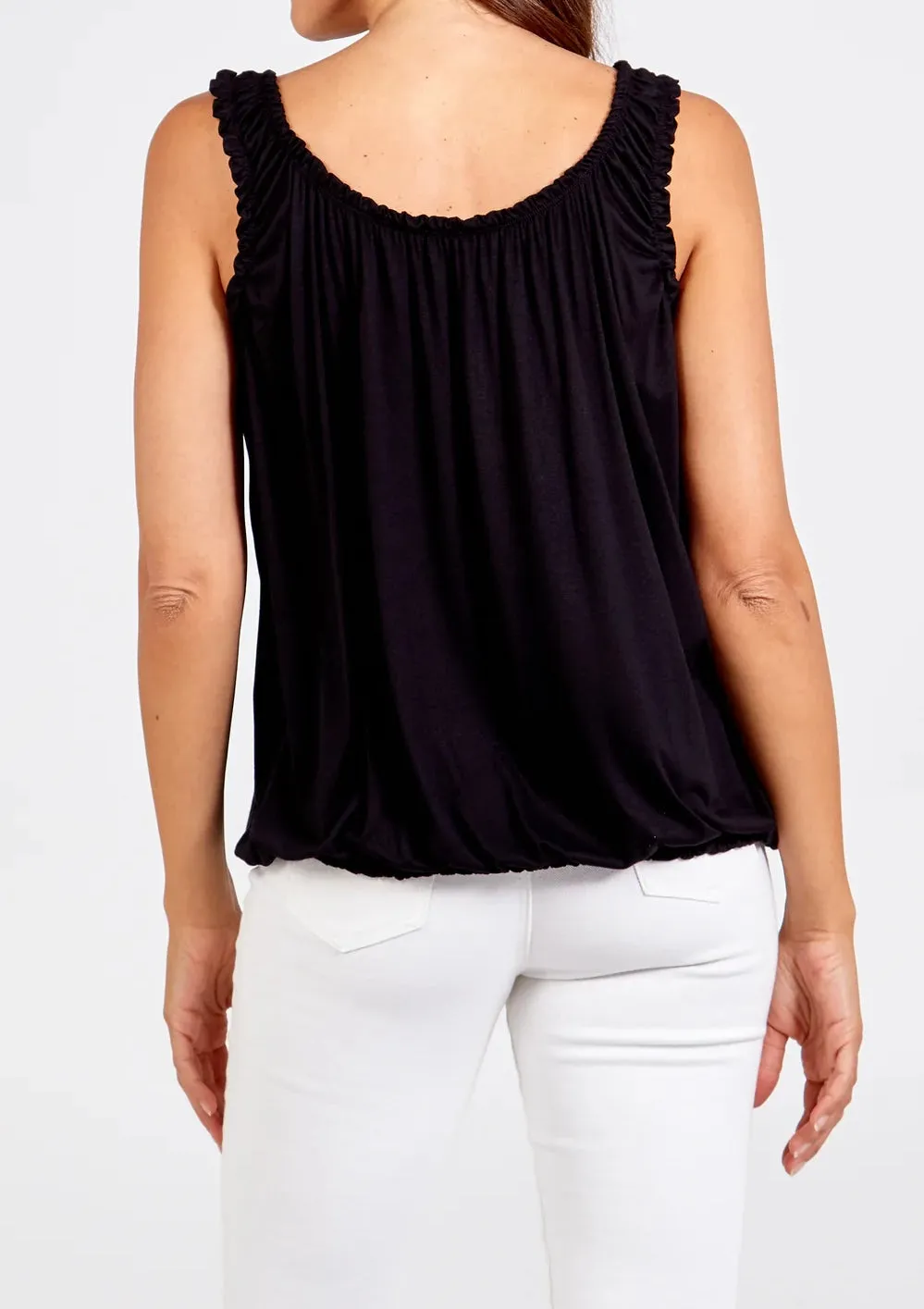 Plain Ruffle Style Bubble Hem Vest Top (3 Colours)