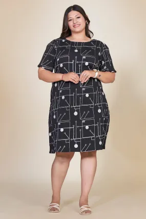 Plus Size Embroidered Black Dress