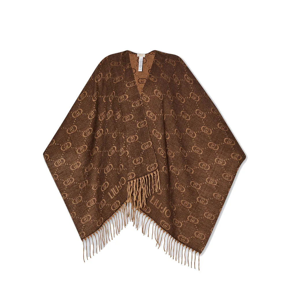 Poncho Donna LIU JO con Logo Monogram Jacquard color Testa di Moro