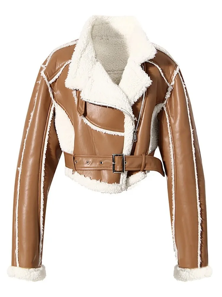 Pre Order:  Faux Leather Cropped Jacket