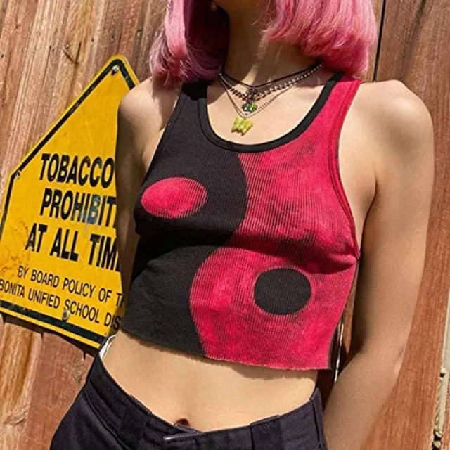 Purpdrank - Y2K Harajuku Gothic Tank Top E-girl Aesthetic Sleeveless Cropped Tee Punk Style Vintage Printed Mini Vest Women Summer Camisole