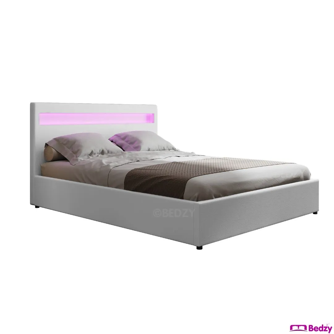 Queen Package | Wanda LED Storage Bed White & Bonita Euro Top Mattress (Medium Firm)